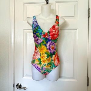 Vintage Gottex one piece floral swimsuit